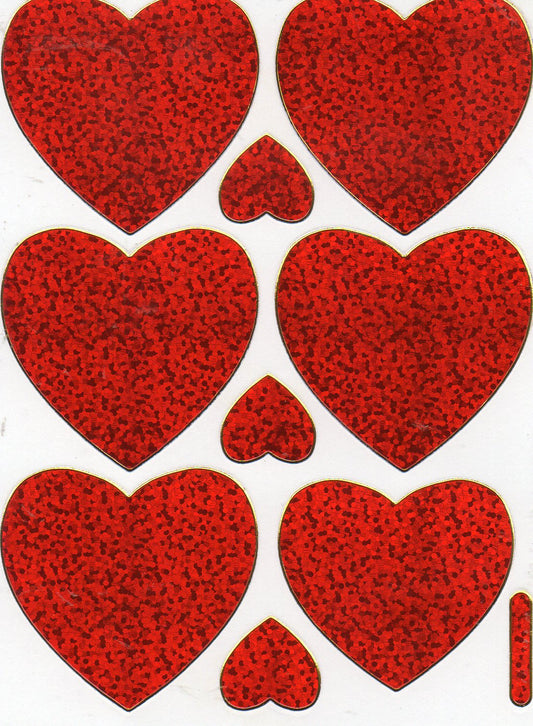 Herz Herzen rot Liebe Aufkleber Sticker metallic Glitzer Effekt für Kinder Basteln Kindergarten Geburtstag 1 Bogen 079