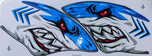 Hai Shark Flammen blau Sticker Aufkleber Folie 1 Blatt 350 mm x 150 mm wetterfest Motorrad Roller Skateboard Auto Tuning selbstklebend
