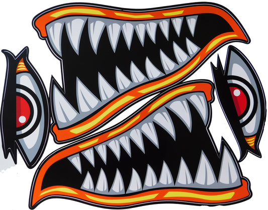 BIG SIZE shark mouth pharynx gullet teeth orange sticker sticker motorcycle scooter skateboard car tuning model building self-adhesive FSB107