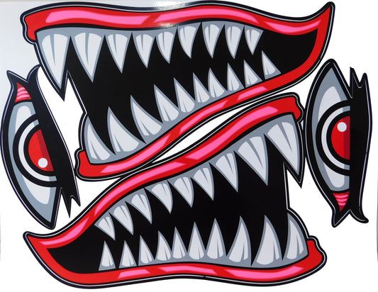 BIG SIZE shark mouth pharynx gullet teeth pink sticker motorcycle scooter skateboard car tuning model building self-adhesive FSB108