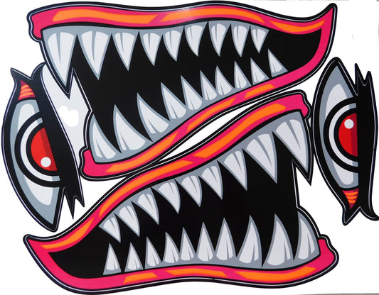 BIG SIZE shark mouth pharynx gullet teeth pink sticker motorcycle scooter skateboard car tuning model building self-adhesive FSB109