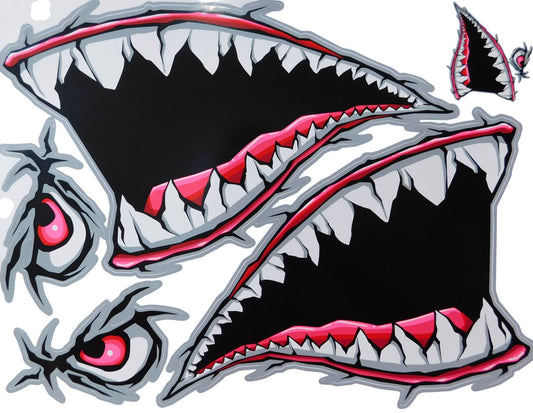 BIG SIZE shark mouth pharynx gullet teeth pink sticker motorcycle scooter skateboard car tuning model building self-adhesive FSB111