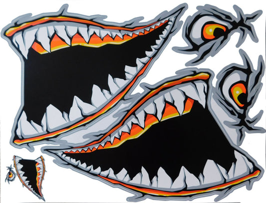 BIG SIZE shark mouth pharynx gullet teeth orange sticker motorcycle scooter skateboard car tuning model building self-adhesive FSB112
