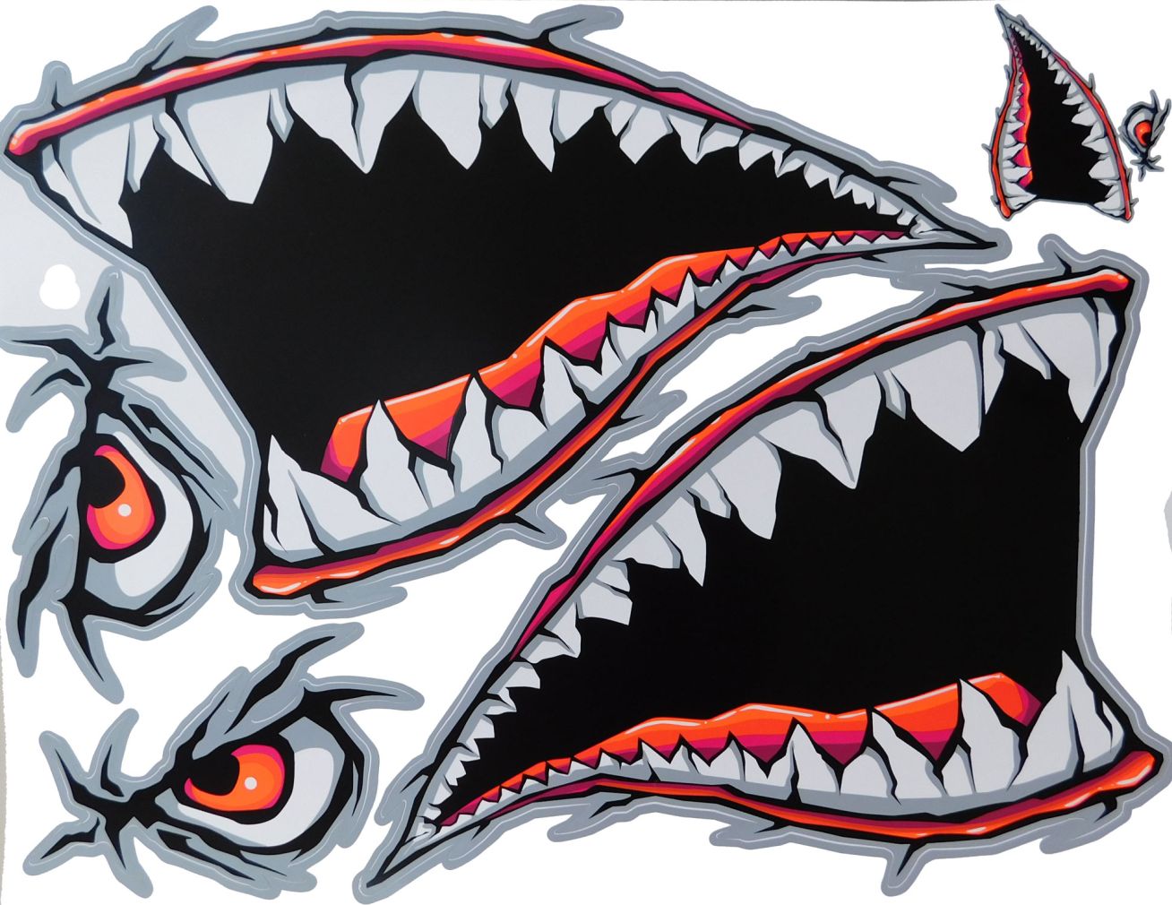 BIG SIZE shark mouth pharynx gullet teeth pink sticker motorcycle scooter skateboard car tuning model building self-adhesive FSB113