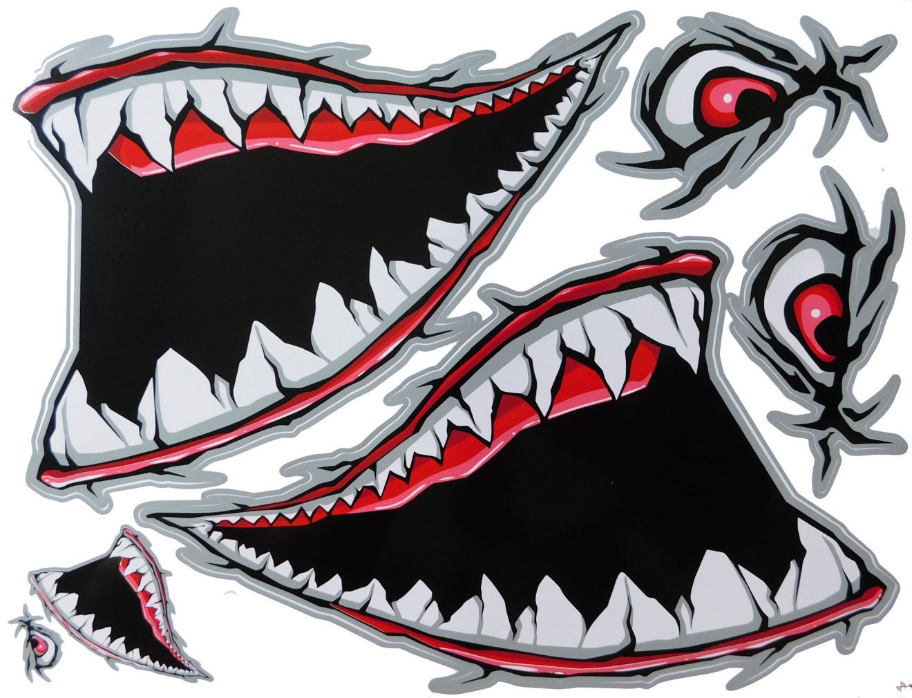 BIG SIZE requin bouche pharynx gullet dents autocollant rouge moto scooter planche à roulettes voiture tuning modèle bâtiment auto-adhésif FSB114