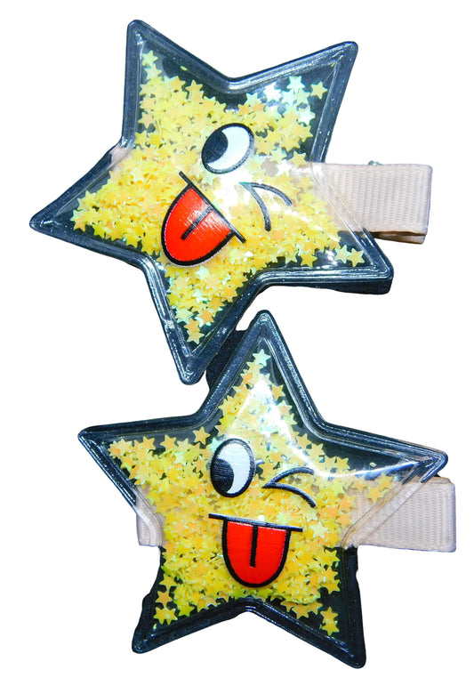 Star Star Confetti - environ 50 mm de long - pince à cheveux pour enfants 2 pièces 1 paire pince à cheveux pince à cheveux pince à cheveux accessoires pour cheveux filles adolescents coiffure coiffure 