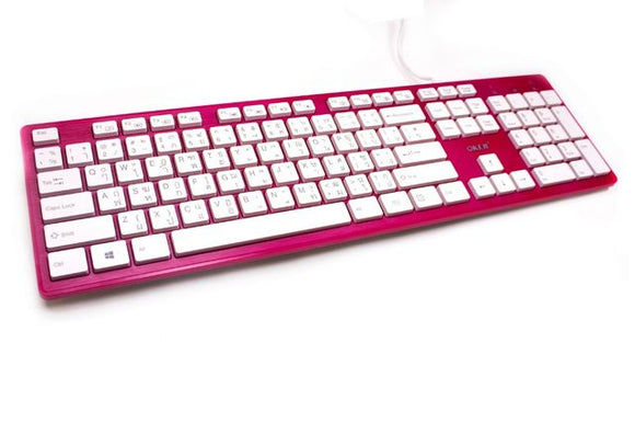 OKER KB518: Elegante QWERTY USB-Tastatur in Pink mit thailändischer Schrift
