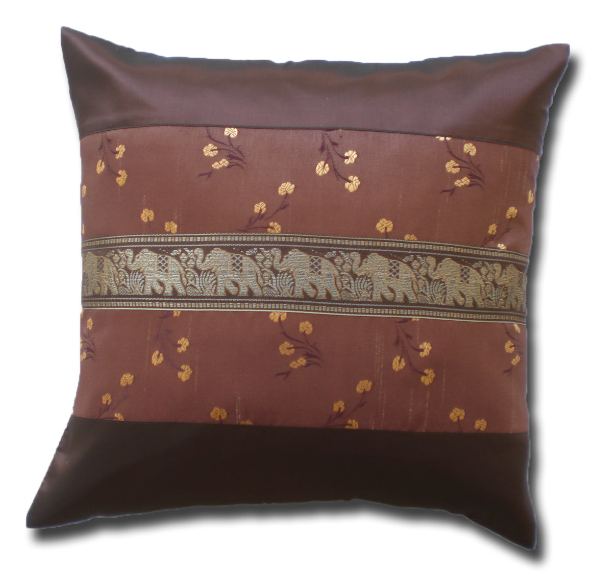 Pillow Cushion Cover Motif Flowers Elephants Various Colors 40x40cm/15.5x15.5in Thai Silk Sofa Bed Garden Chair