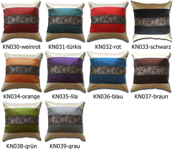 Cushion cover elephant motif two-tone different colors 40x40cm/15.5x15.5in Thai silk sofa bed garden chair