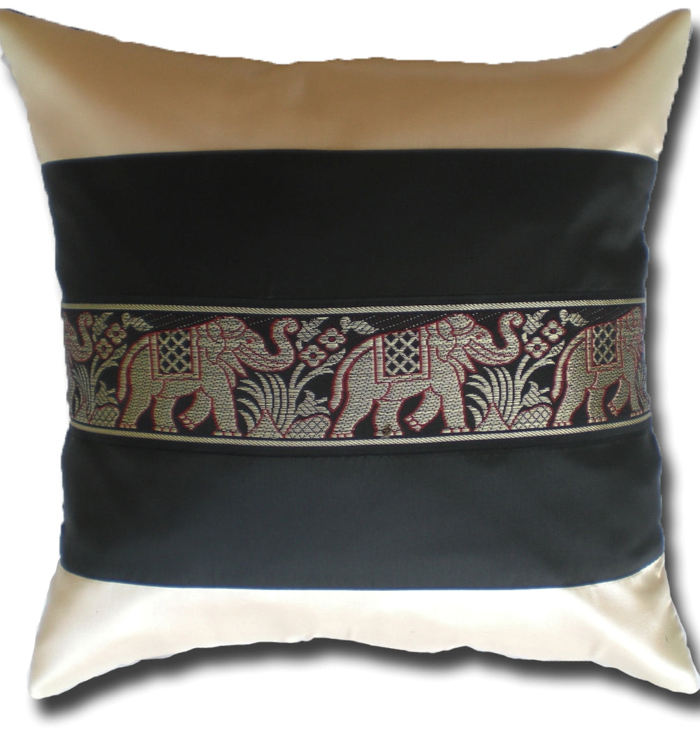 Housse de coussin motif éléphant bicolore couleurs différentes 40x40cm/15.5x15.5in canapé-lit en soie thaïlandaise chaise de jardin