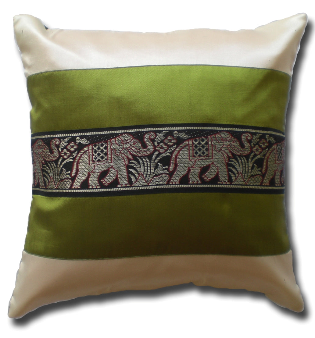 Cushion cover elephant motif two-tone different colors 40x40cm/15.5x15.5in Thai silk sofa bed garden chair