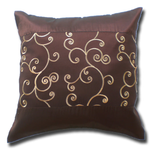 Housse de coussin motif fleurs lierre marron foncé 40x40cm/15.5x15.5in canapé-lit en soie thaïlandaise chaise de jardin