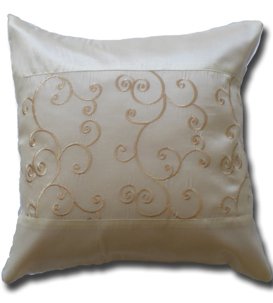 Housse de coussin motif fleur lierre couleur crème 40x40cm/15.5x15.5in canapé-lit en soie thaïlandaise chaise de jardin