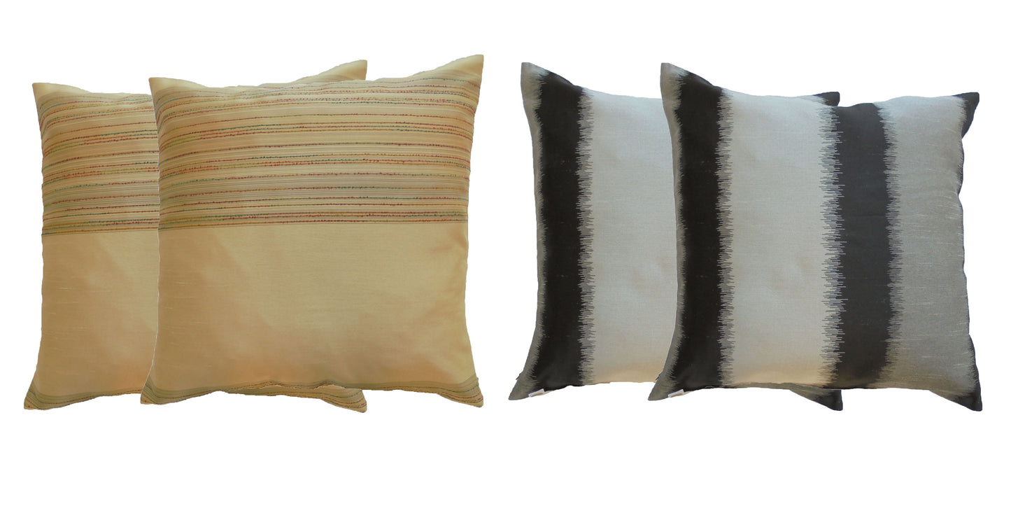 Pillow set 4 x pillow cushion cover special price different colors 44x44cm Thai silk sofa bed garden chair