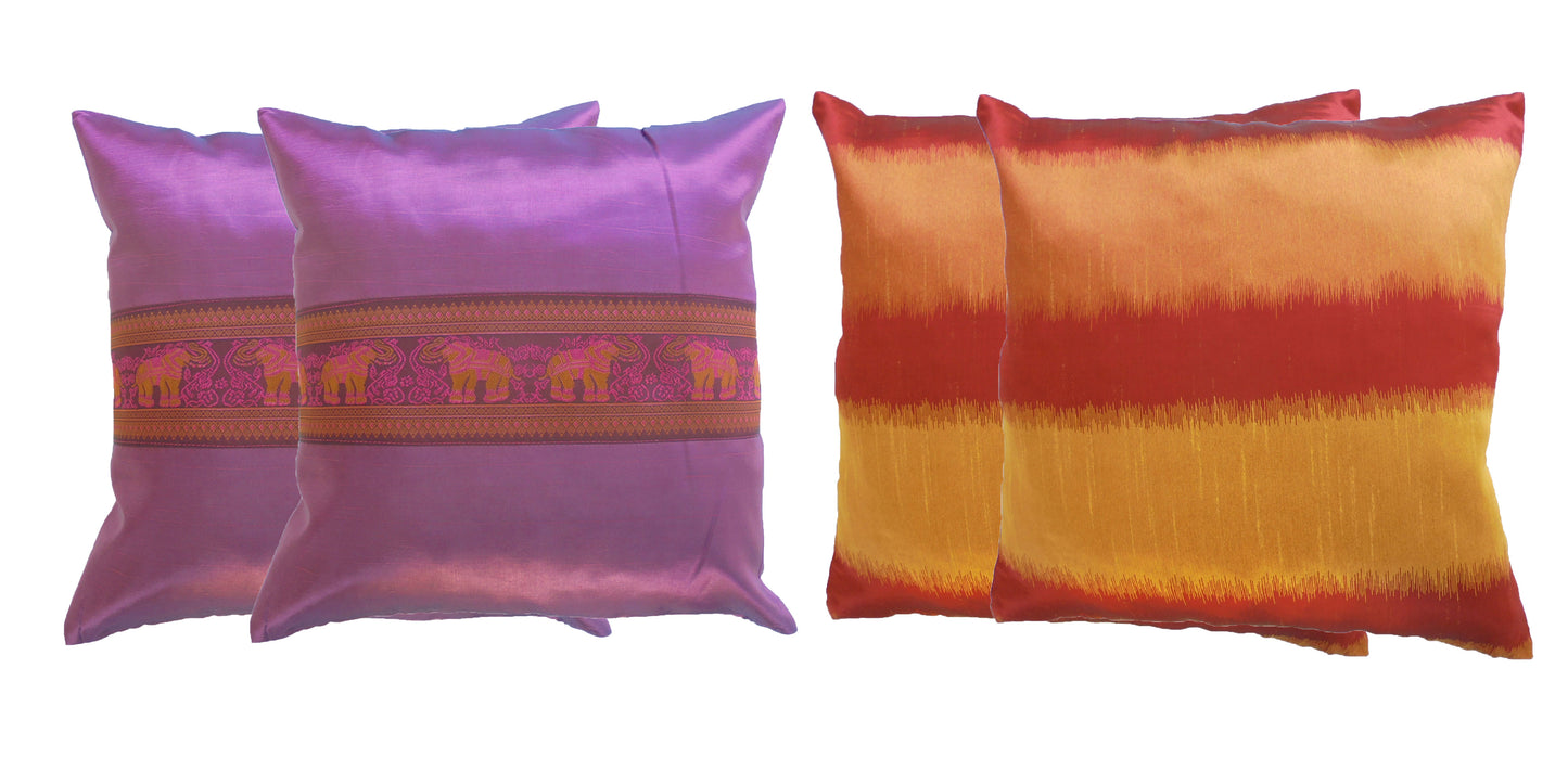 Ensemble d'oreillers 4 x oreiller housse de coussin prix spécial différentes couleurs 44x44cm canapé-lit en soie thaïlandaise chaise de jardin