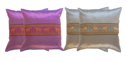 Kissenset 4 x Kissen Kissenbezug Sonderpreis verschiedene Farben 44x44cm Thai Seide Sofa Bett Gartenstuhl
