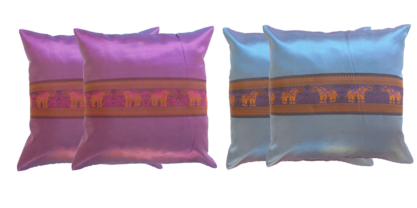 Kissenset 4 x Kissen Kissenbezug Sonderpreis verschiedene Farben 44x44cm Thai Seide Sofa Bett Gartenstuhl