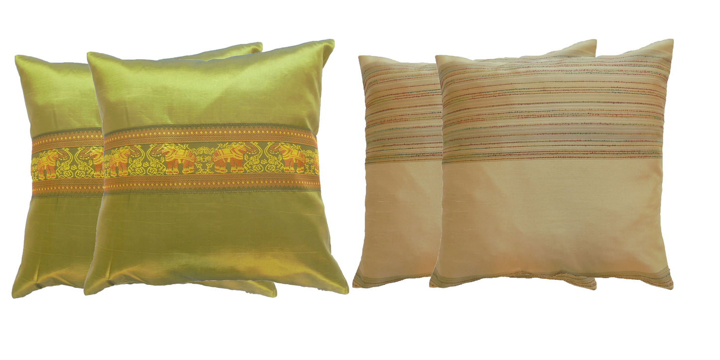 Pillow set 4 x pillow cushion cover special price different colors 44x44cm Thai silk sofa bed garden chair