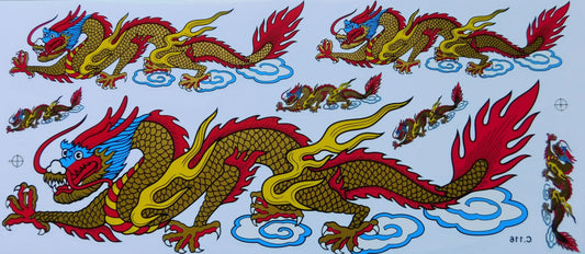 Dragon or extra grand autocollant feuille 1 feuille 530 mm x 230 mm résistant aux intempéries moto scooter skateboard voiture tuning auto-adhésif LS001