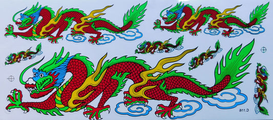 Dragon rouge extra grand film autocollant 1 feuille 530 mm x 230 mm résistant aux intempéries moto scooter skateboard voiture tuning auto-adhésif LS005