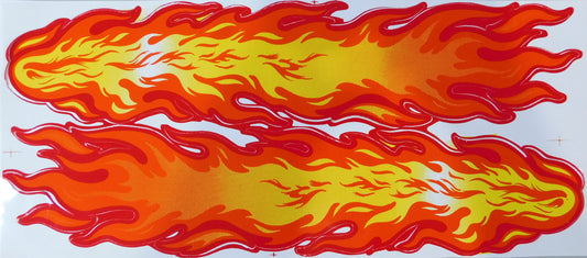 Grosse Flammen Feuer orange Sticker Aufkleber Folie 1 Blatt 400 mm x 180 mm wetterfest Motorrad Roller Skateboard Auto Tuning selbstklebend LS007