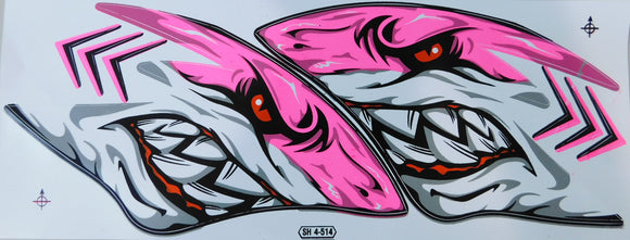 Hai Shark Flammen pink Sticker Aufkleber Folie 1 Blatt 350 mm x 150 mm wetterfest Motorrad Roller Skateboard Auto Tuning selbstklebend LS011