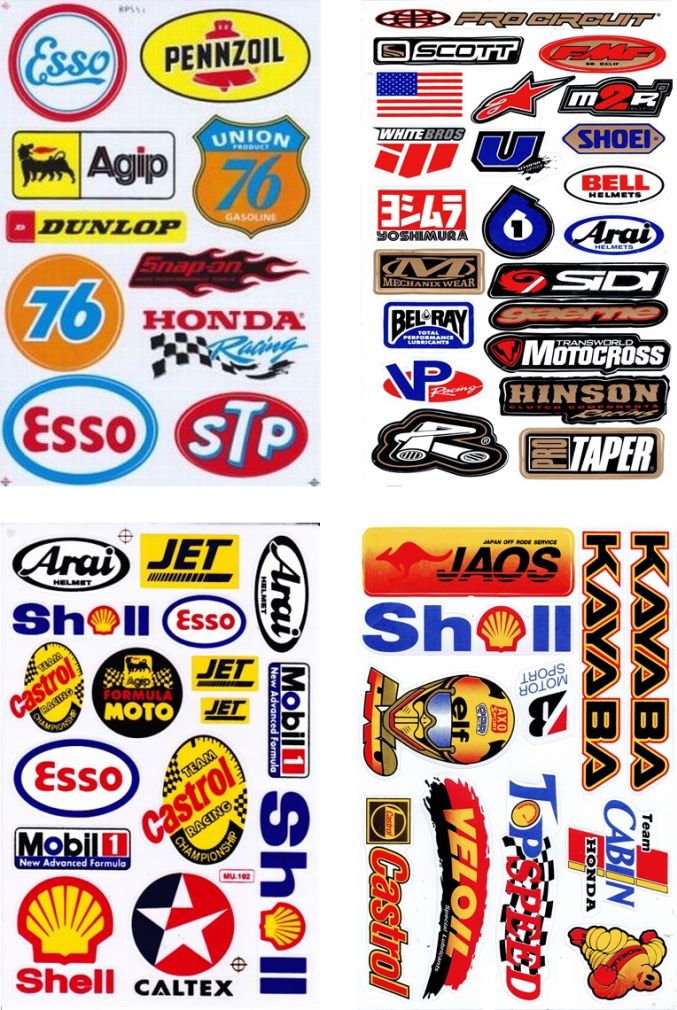 4 Bogen Promotion Set Sponsoren Sponsors Aufkleber Sticker Motorrad Moped Roller Skateboard Auto Tuning Modellbau selbstklebend