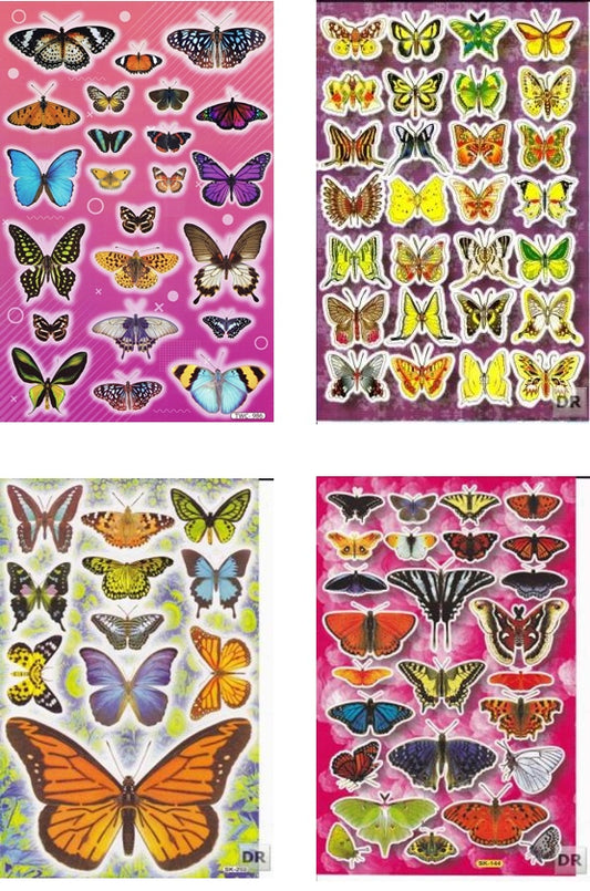 4 Bogen Promotion Set Schmetterlinge Insekten Aufkleber Sticker Kinder Basteln Kindergarten Geburtstag