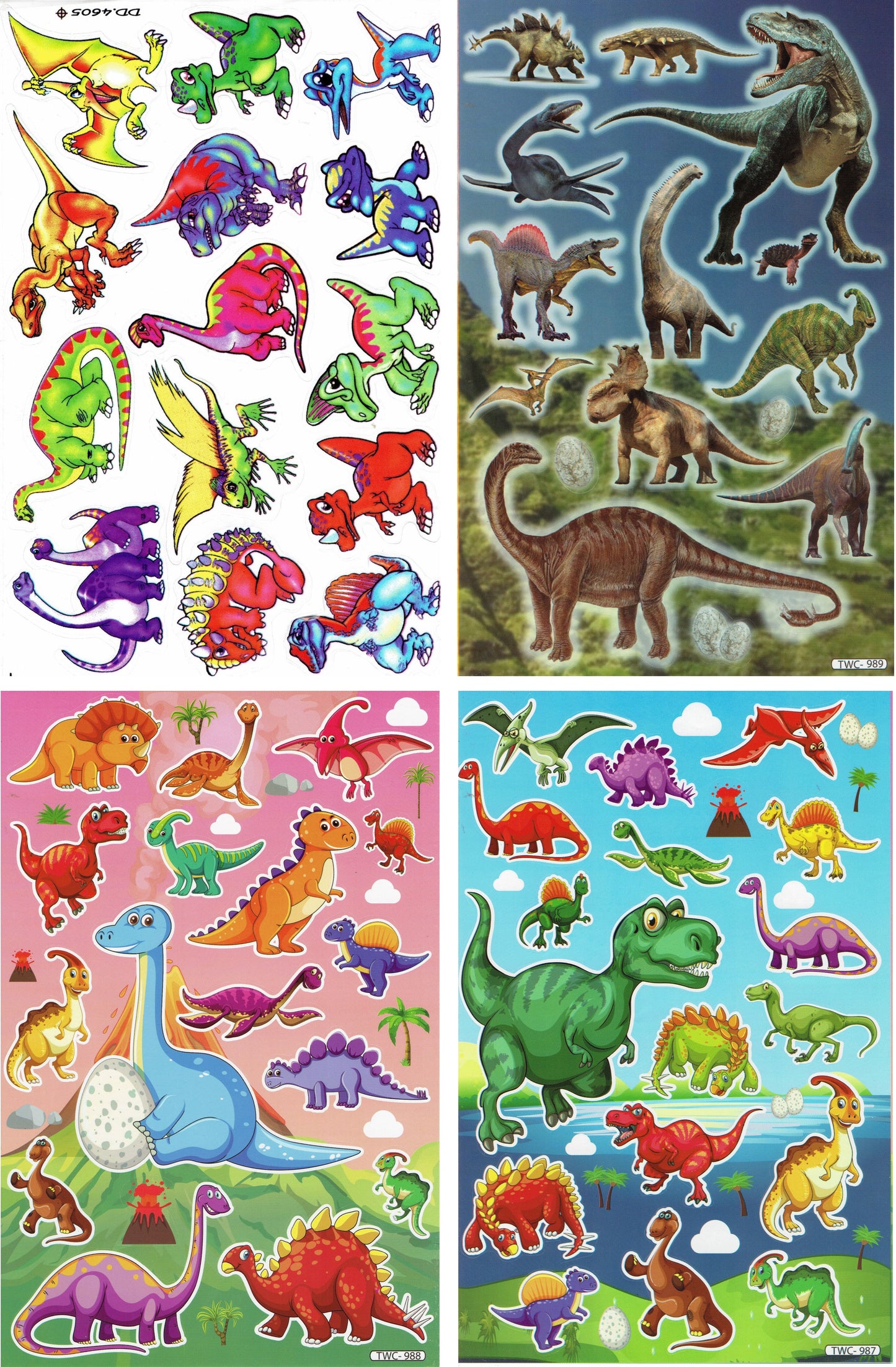 4 Bogen Promotion Set Dino Dinosaurier Tiere Aufkleber Sticker Kinder Basteln Kindergarten Geburtstag