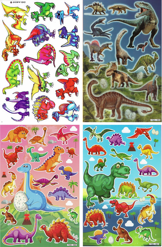 4 Bogen Promotion Set Dino Dinosaurier Tiere Aufkleber Sticker Kinder Basteln Kindergarten Geburtstag