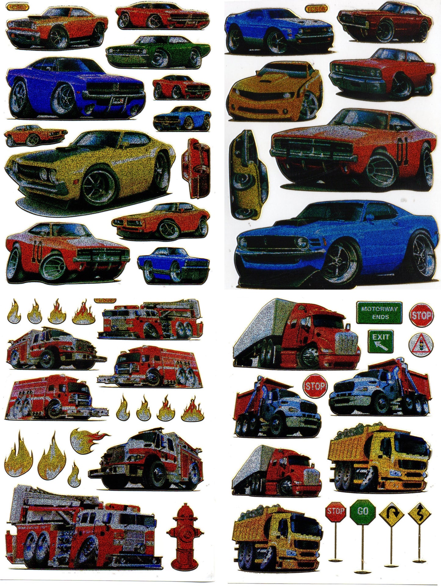 Car muscle car sticker metallic glitter effect school children handicraft kindergarten 1 sheet 250