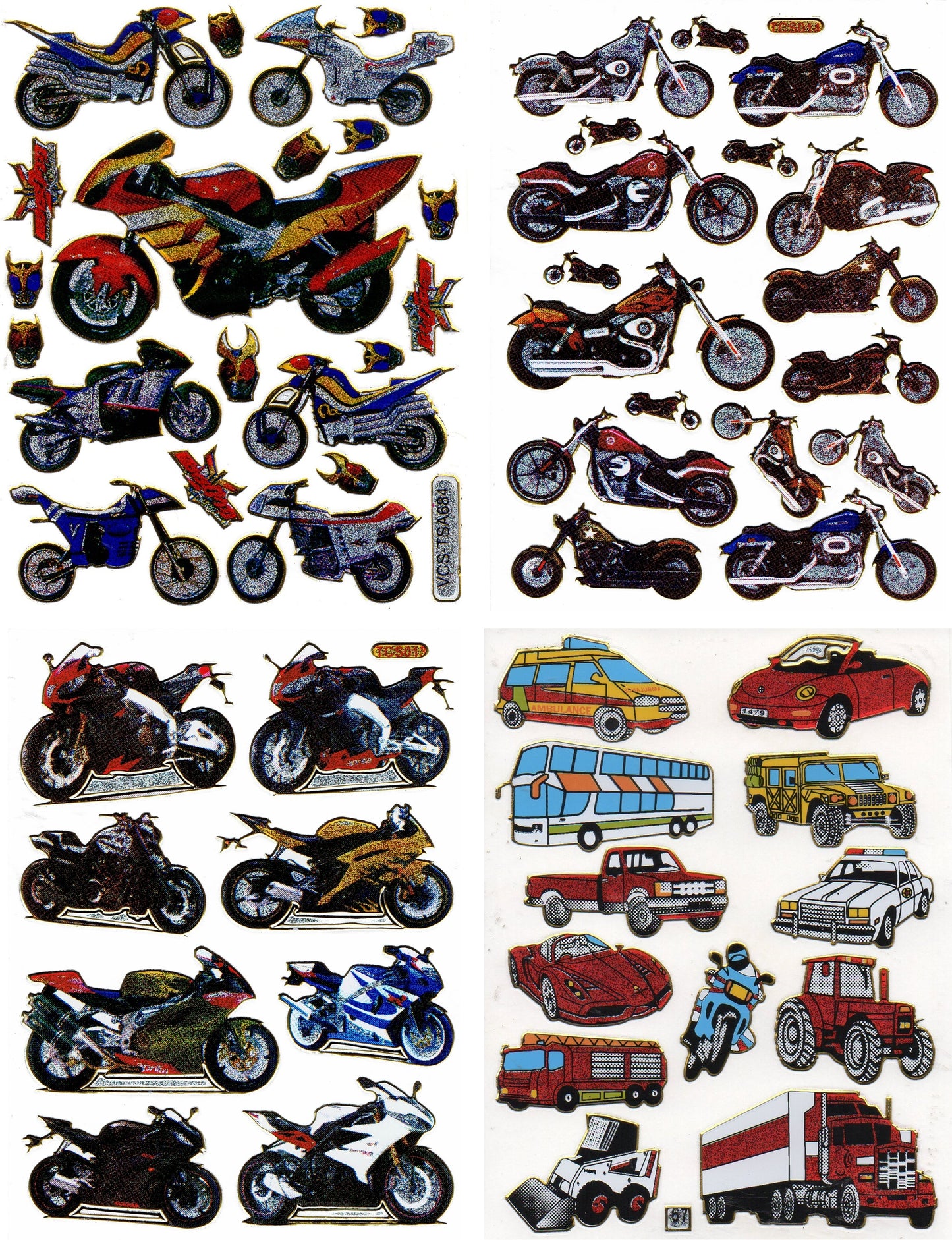 Car muscle car sticker metallic glitter effect school children handicraft kindergarten 1 sheet 250