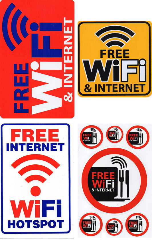 4 Bogen Promotion Spar Set - FREE WIFI Internet Aufkleber Sticker selbstklebend