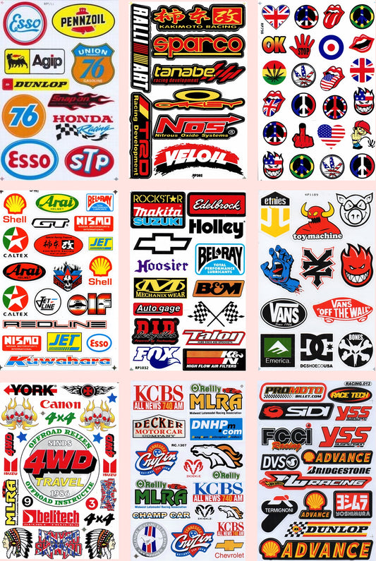 SPARSET 9 BOGEN Sponsor Sponsoren Logo Aufkleber Motorrad Fahrrad Skateboard Auto Tuning selbstklebend S01