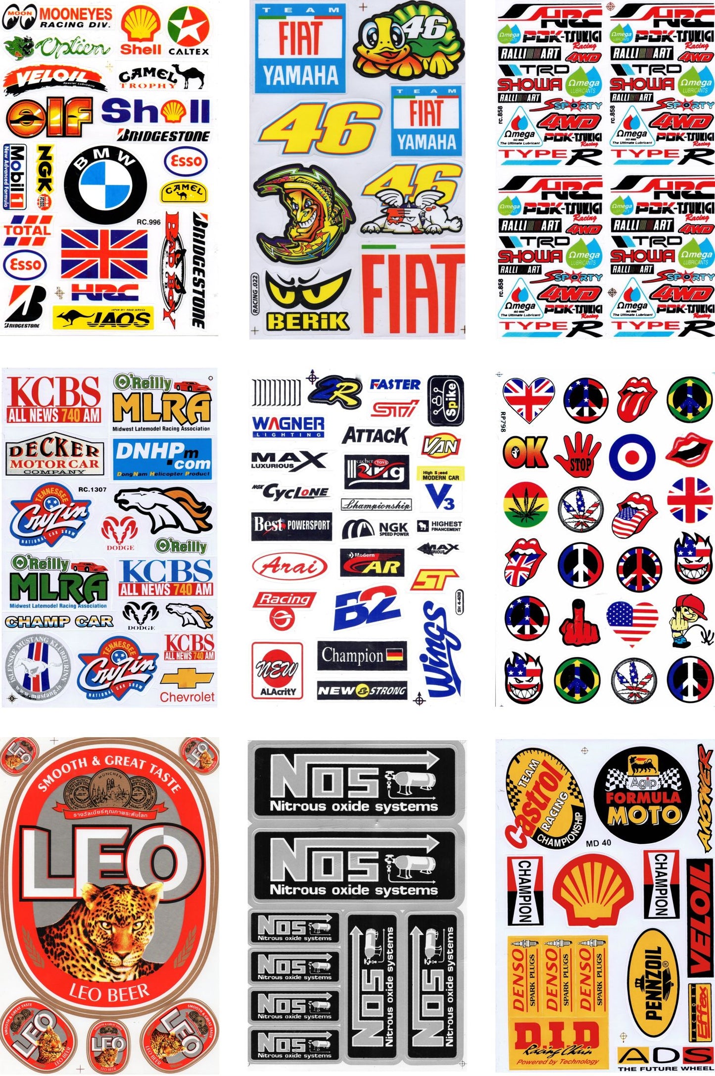 SPARSET 9 BOGEN Sponsor Sponsoren Logo Aufkleber Motorrad Fahrrad Skateboard Auto Tuning selbstklebend S02