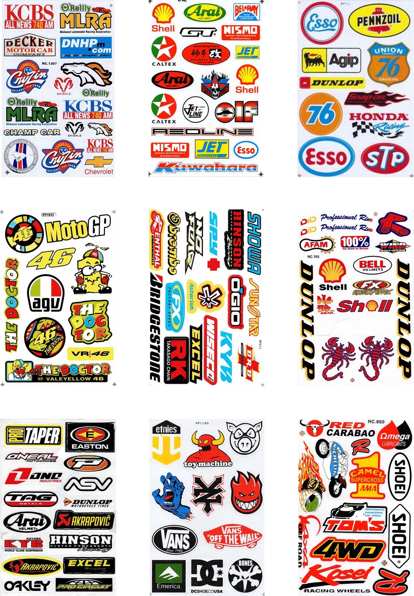 SPARSET 9 BOGEN Sponsor Sponsoren Logo Aufkleber Motorrad Fahrrad Skateboard Auto Tuning selbstklebend S04