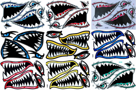 SAVINGS SET 9 BOW Shark Mouth Shark Teeth Sticker Motorcycle Bicycle Skateboard Car Tuning Self-Adhesive S15