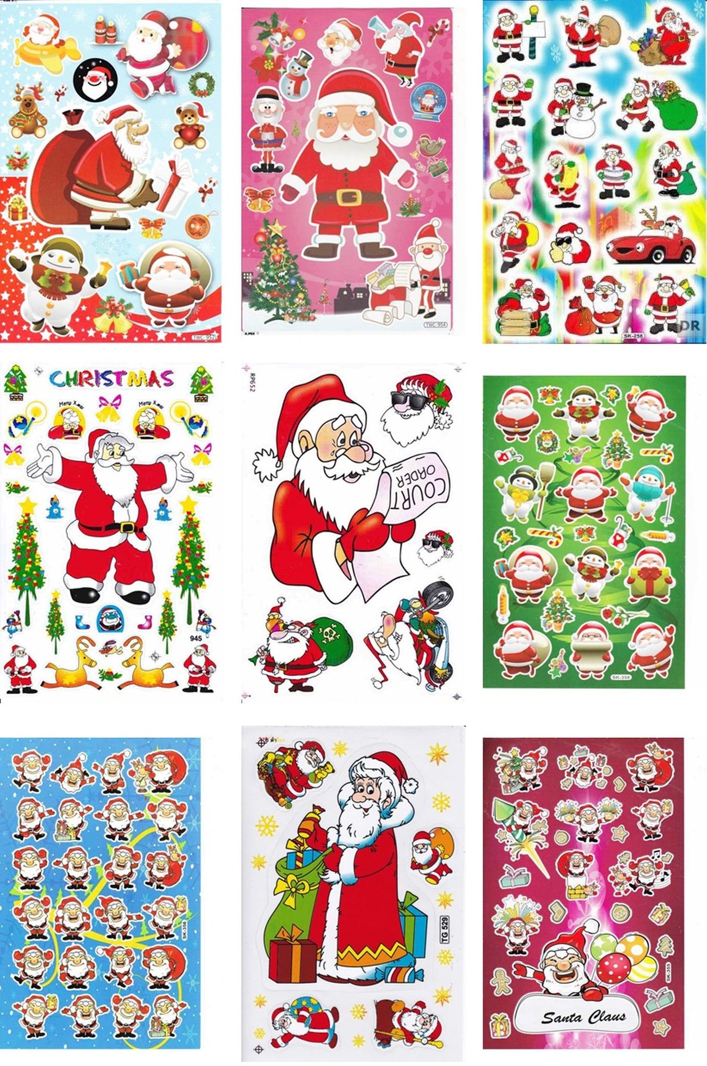 SAVINGS SET 9 SHEET Christmas Santa Claus Snowman Stickers for Children Crafts Kindergarten Birthday S30