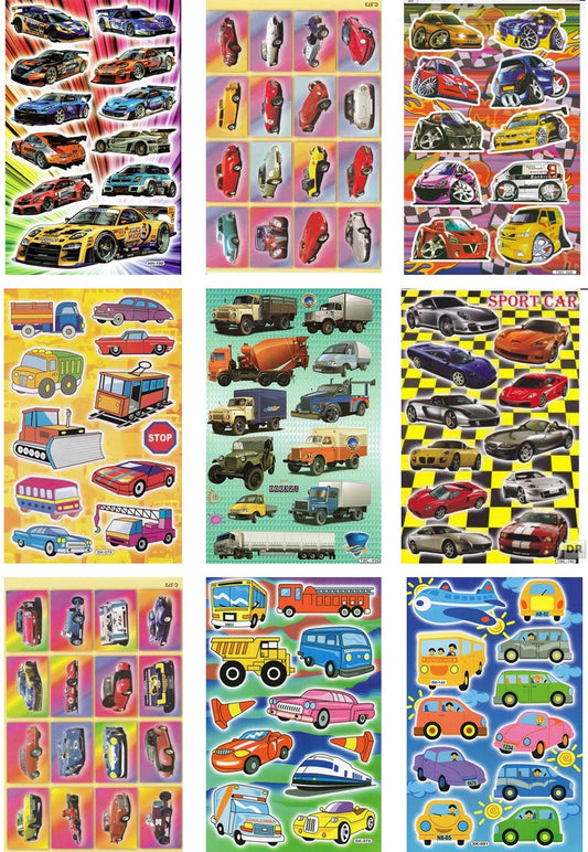 SAVINGS SET 9 SHEET Car Truck Excavator Animals Stickers Stickers for Children Crafts Kindergarten Birthday S31