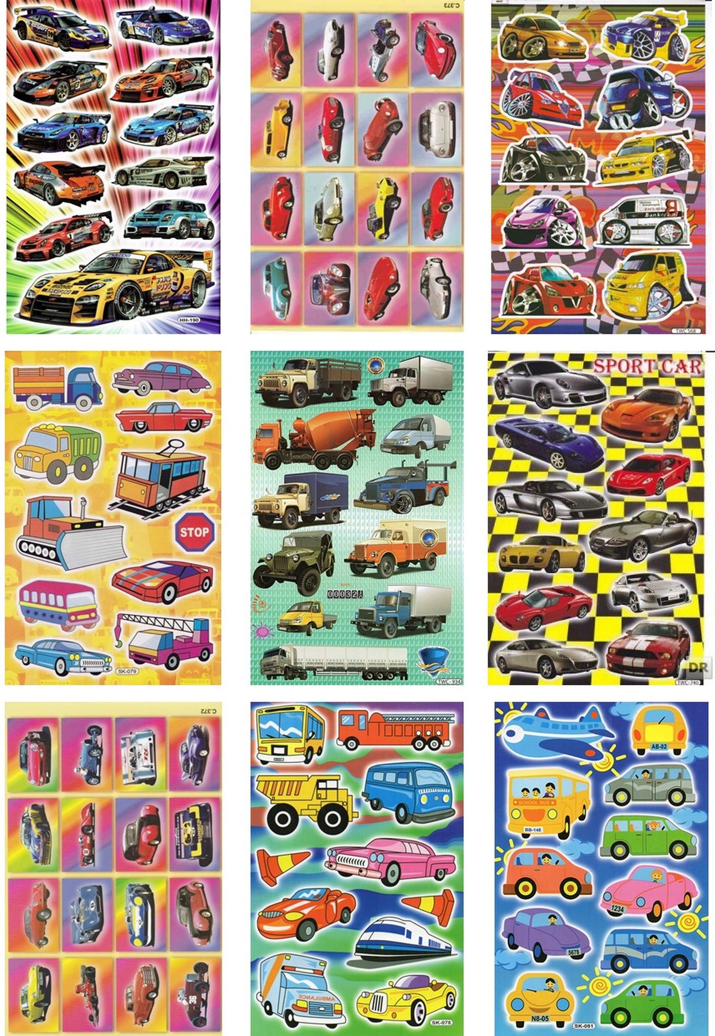 SAVINGS SET 9 SHEET Car Truck Excavator Animals Stickers Stickers for Children Crafts Kindergarten Birthday S31