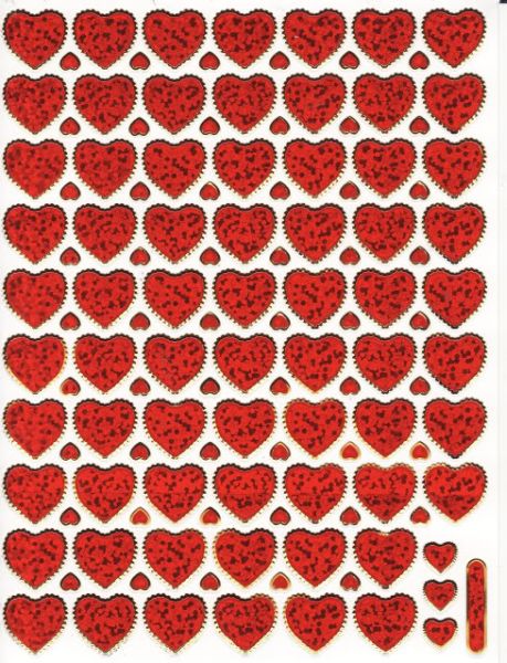 Herz Herzen rot Liebe Aufkleber Sticker metallic Glitzer Effekt für Kinder Basteln Kindergarten Geburtstag 1 Bogen 004
