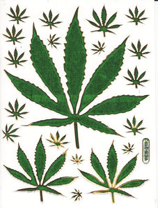 Cannabis Marihuana bunt Aufkleber Sticker metallic Glitzer Effekt Kinder Basteln Kindergarten 1 Bogen 009