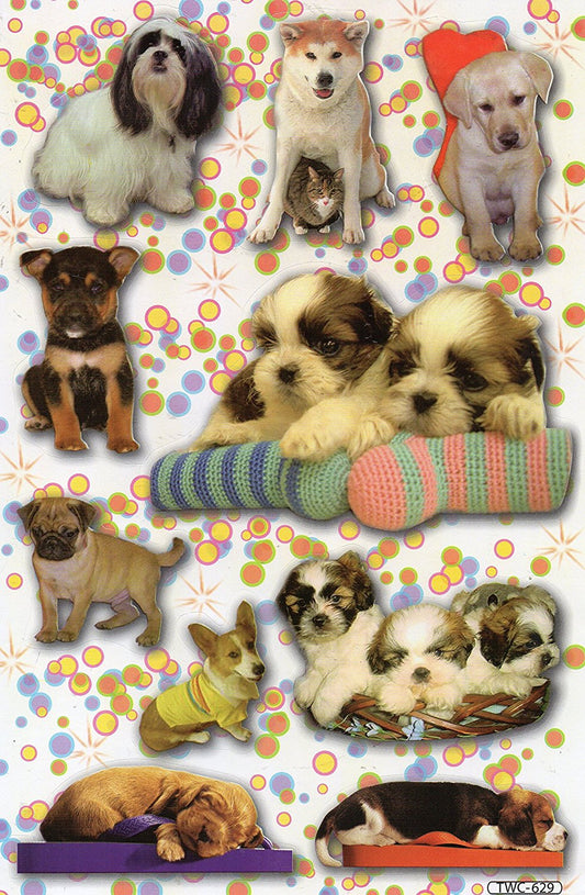 Hund Hunde Rüde Welpe Tiere Aufkleber Sticker für Kinder Basteln Kindergarten Geburtstag 1 Bogen 019