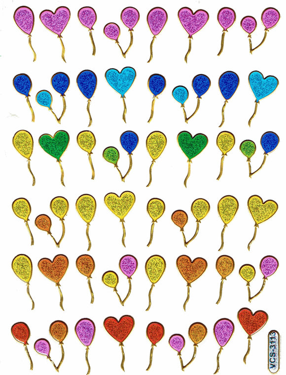 Luftballon Ballon Party Aufkleber Sticker metallic Glitzer Effekt Schule Kinder Basteln Kindergarten 1 Bogen 024