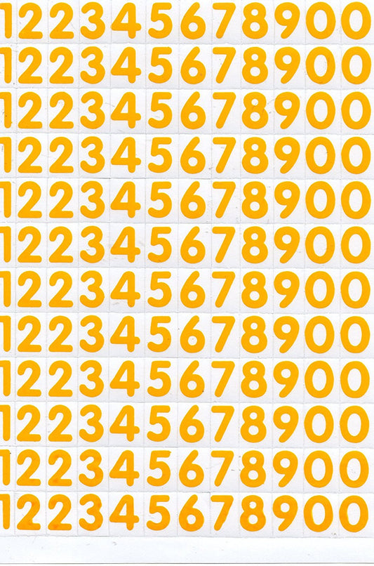 Numbers 123 yellow 17 mm high stickers for office folders children crafts kindergarten birthday 1 sheet 029