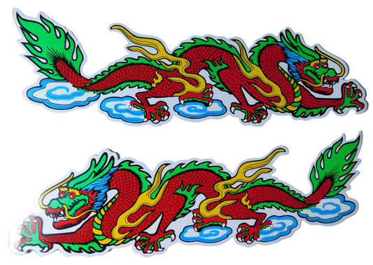 2x dragon sticker decal film 2 sheets 350 mm x 110 mm weatherproof motorcycle scooter skateboard car tuning self-adhesive ST034