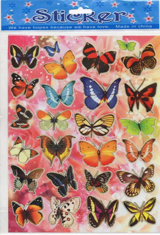 Papillon insectes animaux autocollants colorés pour enfants artisanat maternelle anniversaire 1 feuille 035