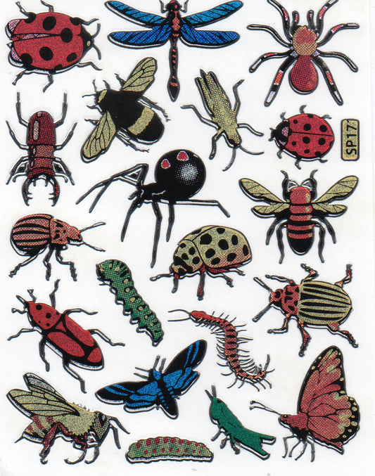 Insects spider beetles colorful animals stickers stickers metallic glitter effect children's handicraft kindergarten 1 sheet 036