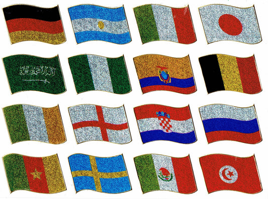 Flaggen Europa Aufkleber Sticker metallic Glitzer Effekt Schule Kinder Basteln Kindergarten 1 Bogen 041