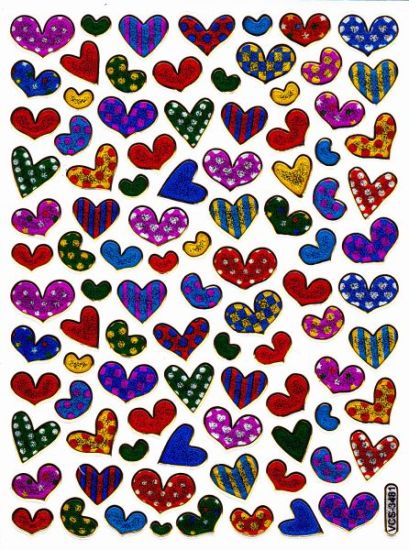 Coeur coeurs coloré amour autocollant métallique effet scintillant pour enfants artisanat maternelle anniversaire 1 feuille 045